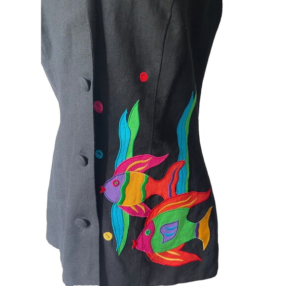 Vintage Y2K Collared Halter Vest Top Sz 8 Linen 90s Longline Tailored Whimsy - Picture 5 of 12